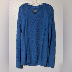 VTG Abercrombie & Fitch Sweater Blue Cable Knit Chunky Pullover Size Large EUC